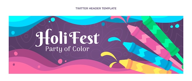 Free Vector flat holi twitter header