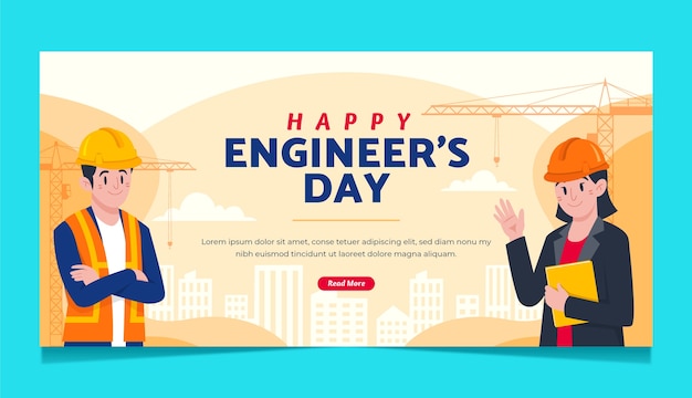 Free Vector flat horizontal banner template for engineers day celebration