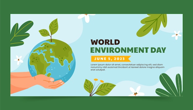 Free Vector flat horizontal banner template for world environment day celebration