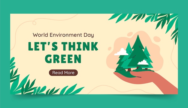 Free Vector flat horizontal banner template for world environment day celebration