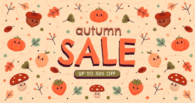 Free Vector flat horizontal sale banner template for autumn