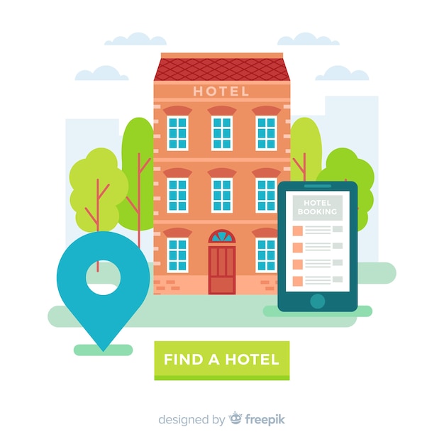 Free Vector flat hotel booking background template