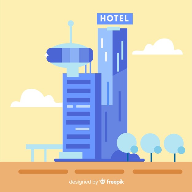 Flat hotel facade background 