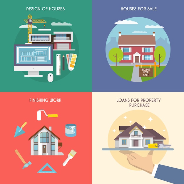 Free Vector flat house set