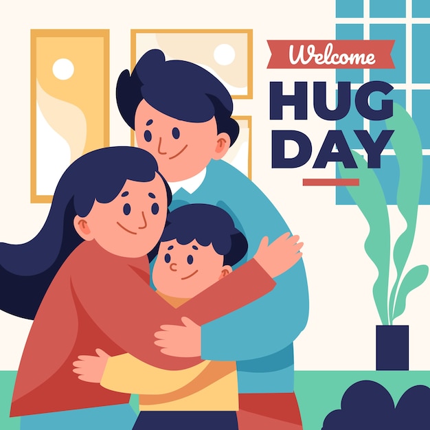 Flat hug day illustration