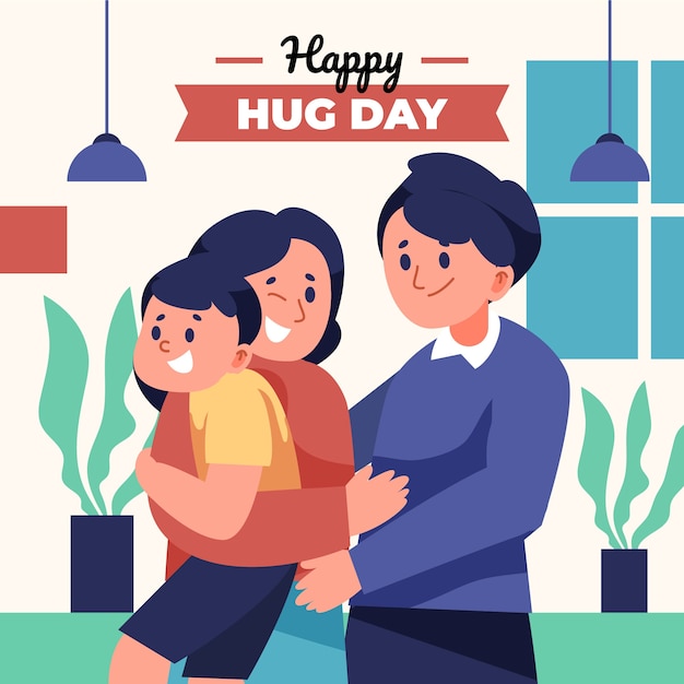 Flat hug day illustration