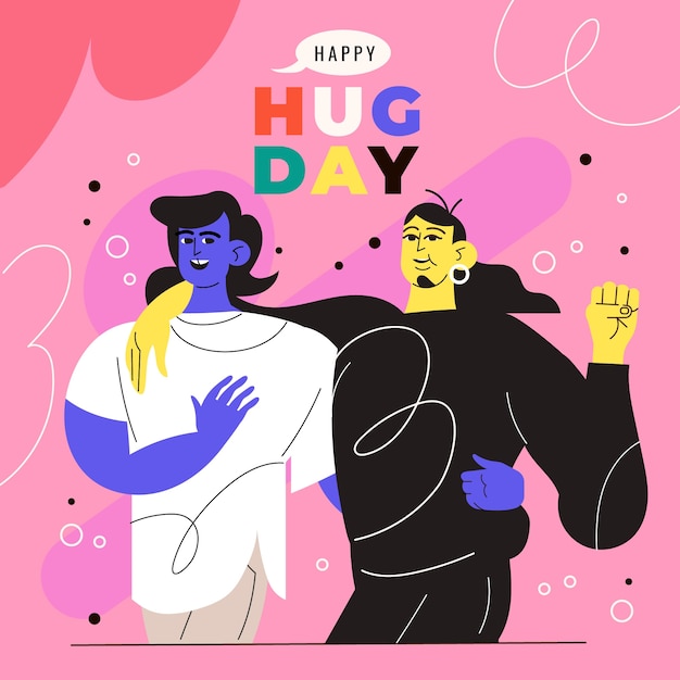 Free Vector flat hug day illustration