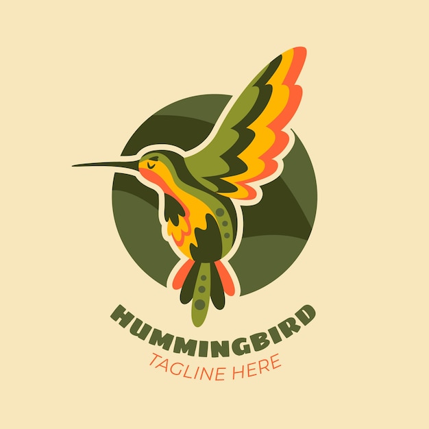 Free Vector flat hummingbird logo template