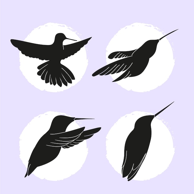 Free vector flat hummingbird silhouettes collection
