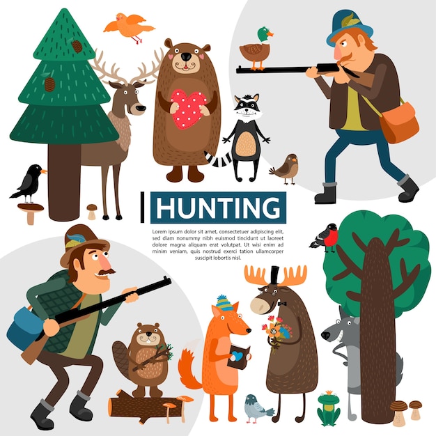 Free vector flat hunting composition
