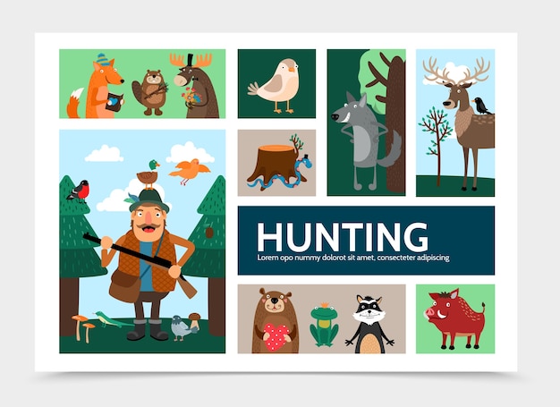 Free vector flat hunting infographic template