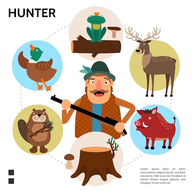 Free Vector flat hunting round concept 