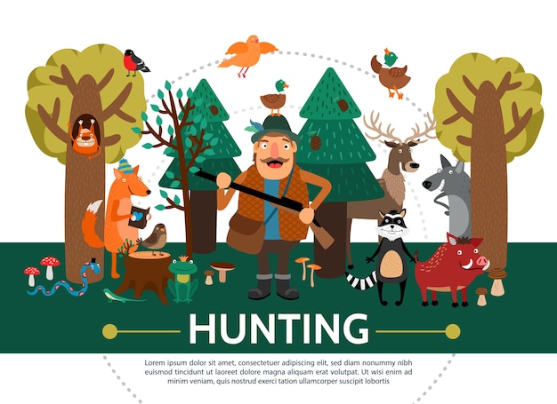 Free vector flat hunting template