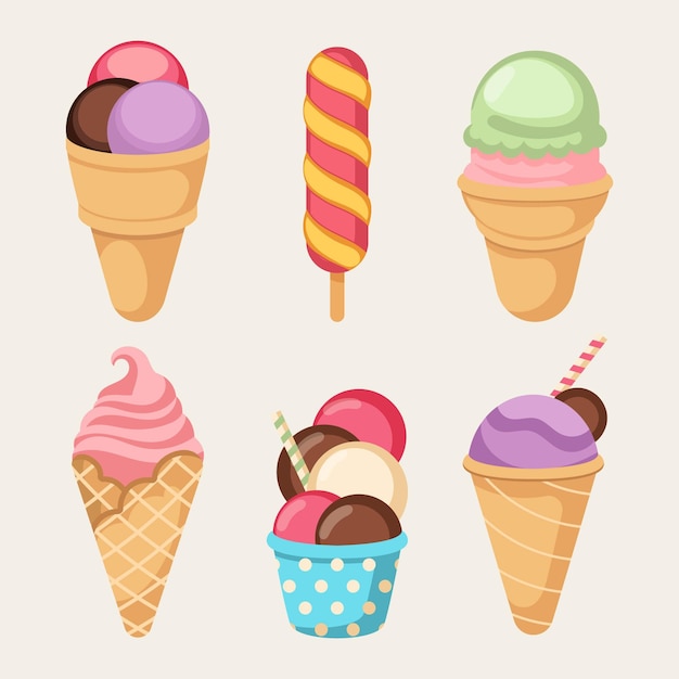 Free vector flat ice cream pack