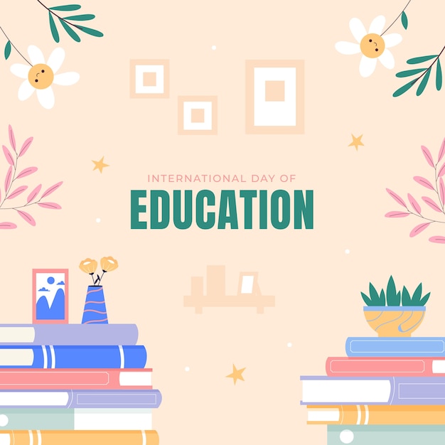 Free Vector flat illustration for celebration of international day of education