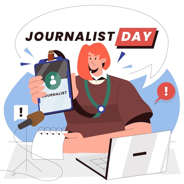 Flat illustration for dia del periodista celebration