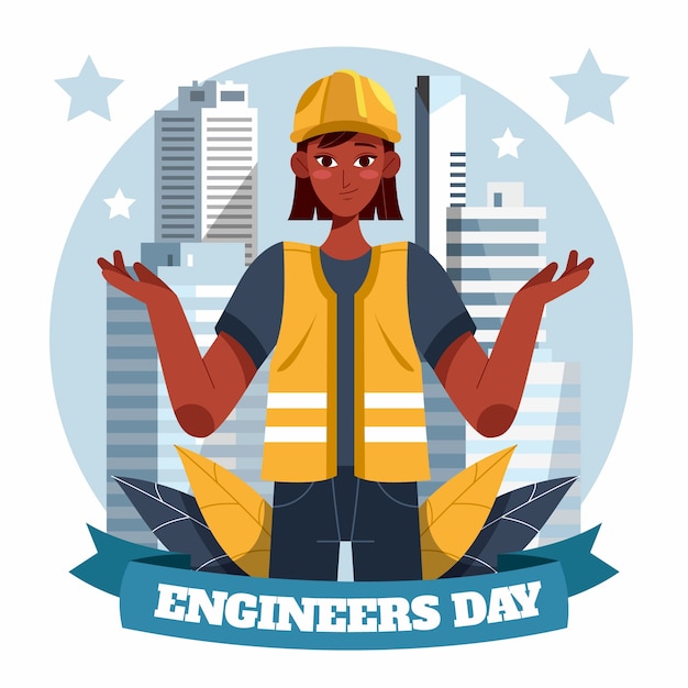 Free vector flat illustration for engineers day celebration