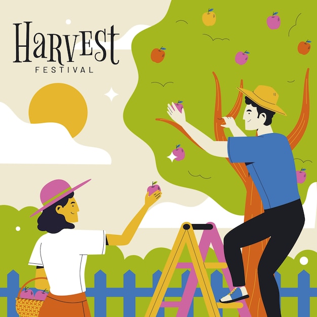 Flat illustration for harvest festival celebration