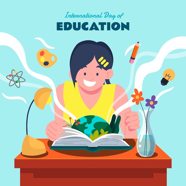 Free vector flat illustration for international day of education event
