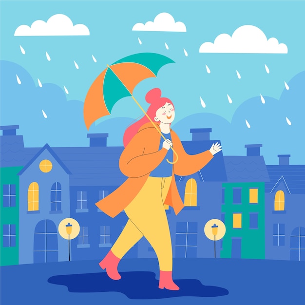 Free vector flat illustration for monsoon season