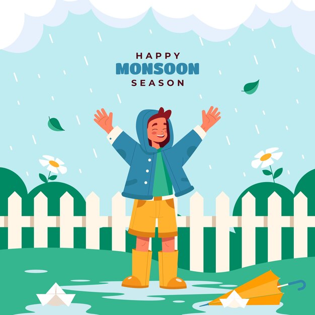 Flat illustration for monsoon season