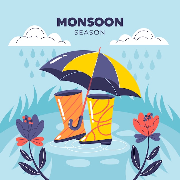 Free Vector flat illustration for monsoon season