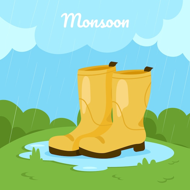 Free vector flat illustration for monsoon season