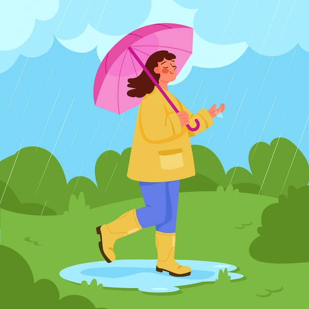 Flat illustration for monsoon season