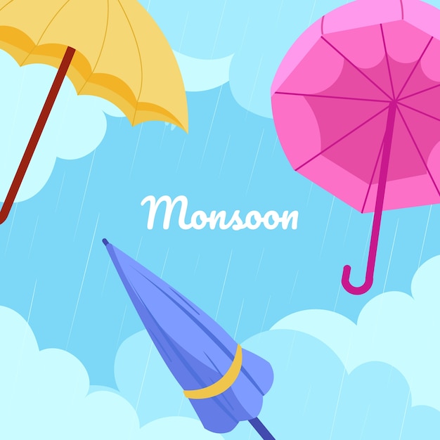 Flat illustration for monsoon season