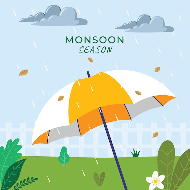 Free Vector flat illustration for monsoon season