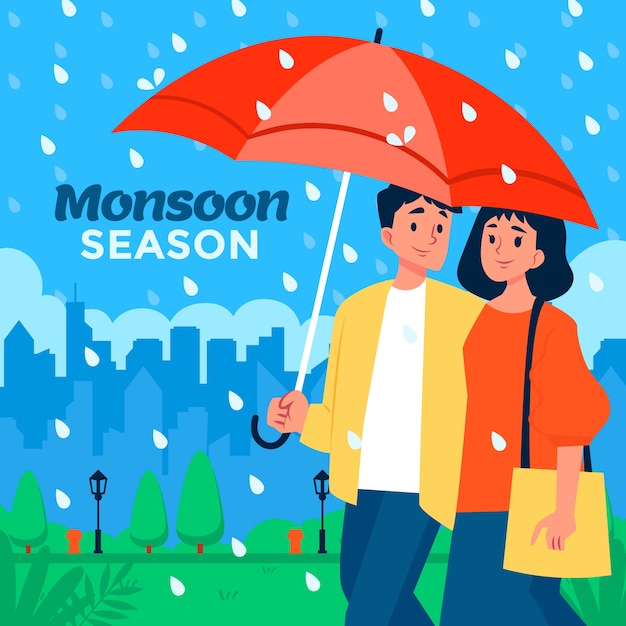 Free Vector flat illustration for monsoon season