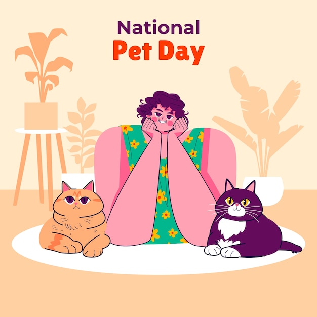 Free vector flat illustration for national pet day with animals