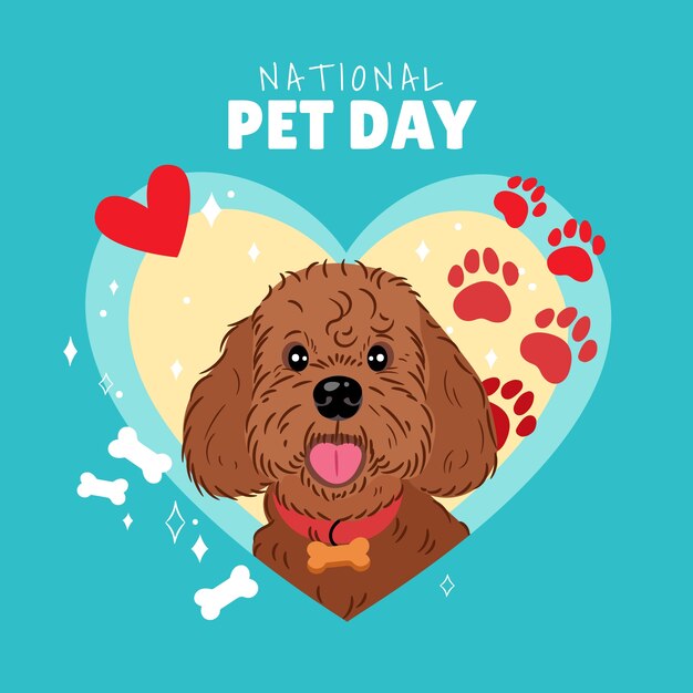 Flat illustration for national pet day with animals