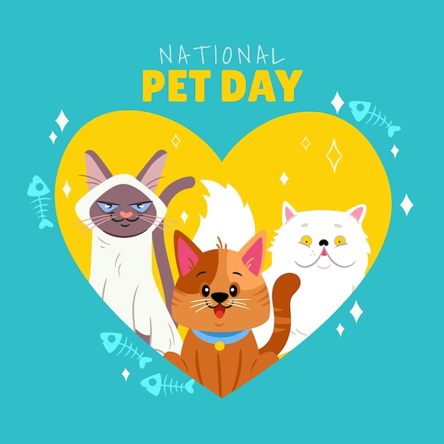 Free vector flat illustration for national pet day with animals