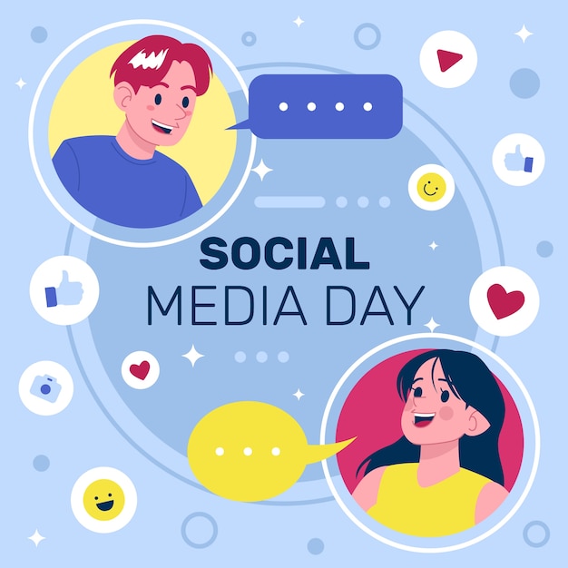 Free Vector flat illustration for social media day celebration