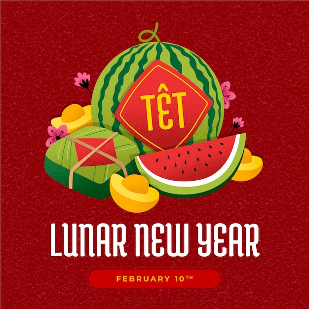 Free Vector flat illustration for tet new year celebration