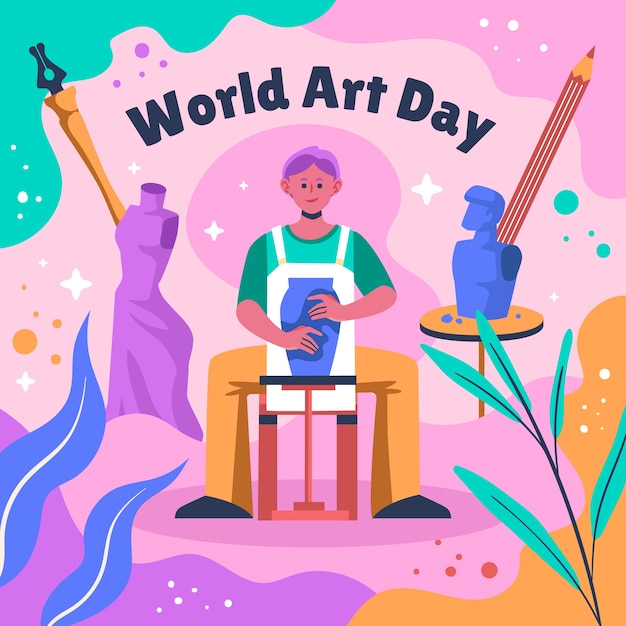 Free vector flat illustration for world art day