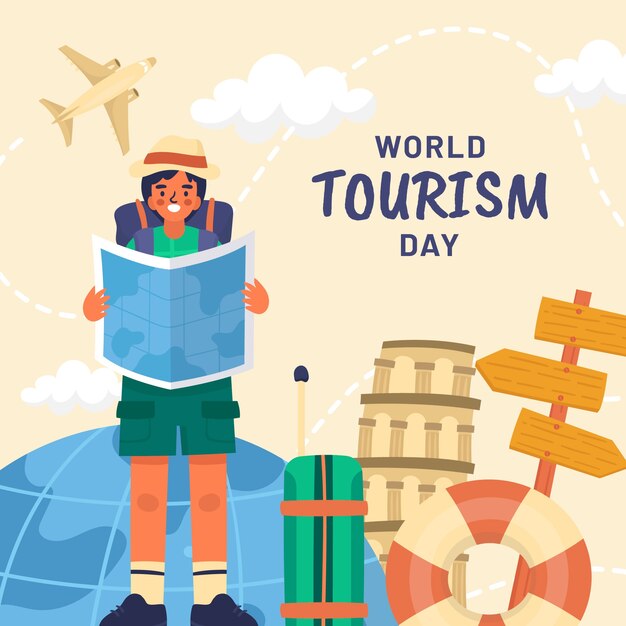 Flat illustration for world tourism day celebration