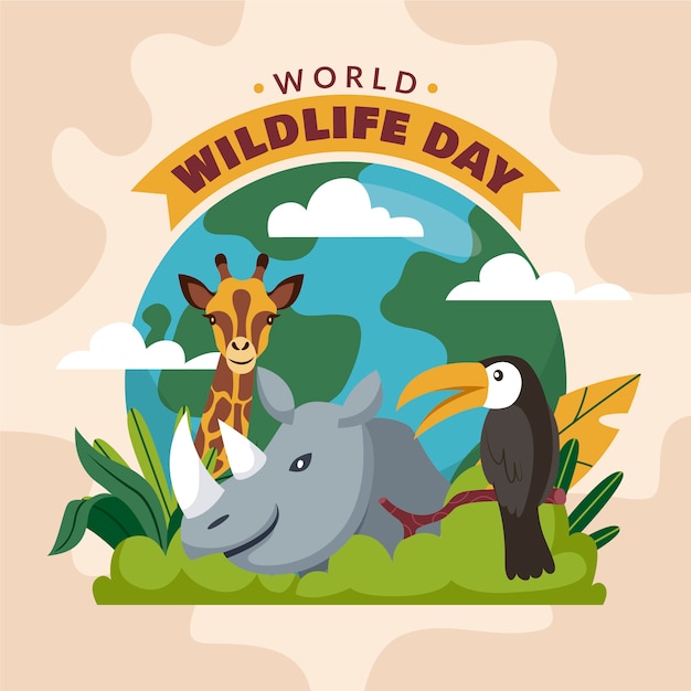 Free vector flat illustration for world wildlife day