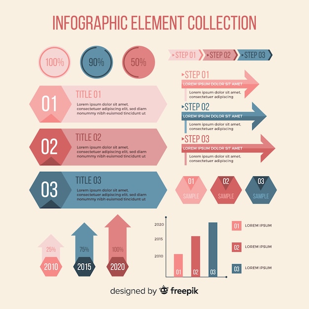 Free Vector flat infographic element collection