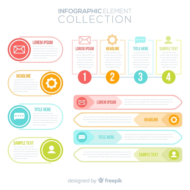 Free vector flat infographic elements collection