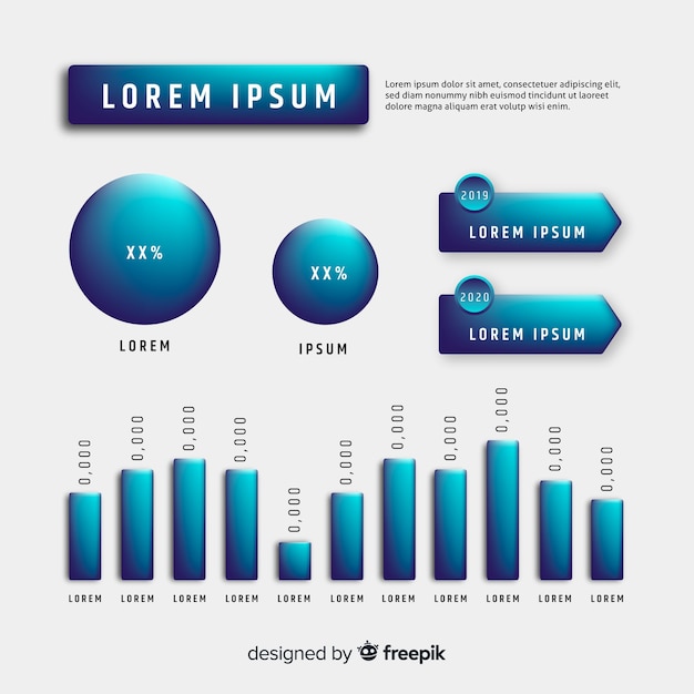 Free Vector flat infographic elements with stats collection