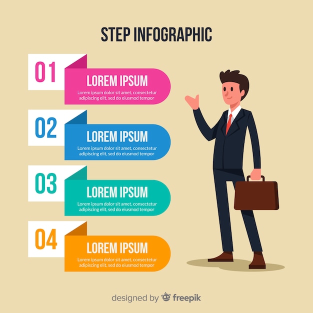 Free Vector flat infographic step