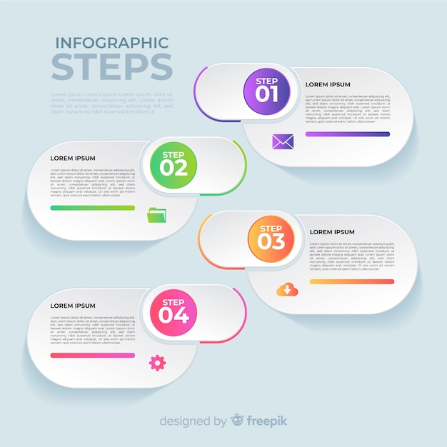 Free Vector flat infographic steps with gradient effect