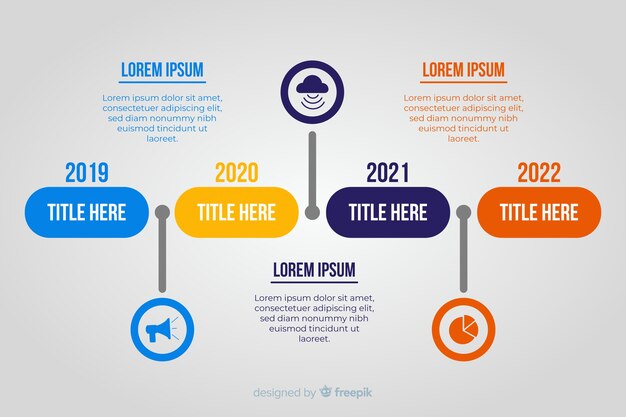 Flat infographic with timeline background