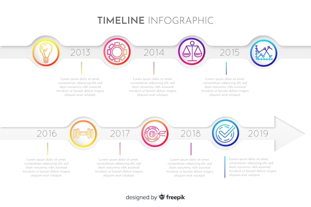 Free Vector flat infographic with timeline background