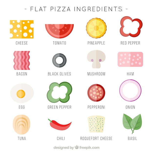 Free Vector flat ingredients for pizza