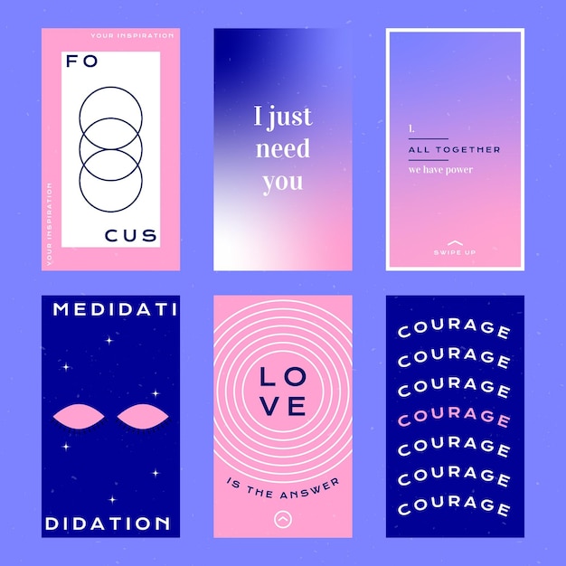 Free vector flat inspirational quotes instagram story collection