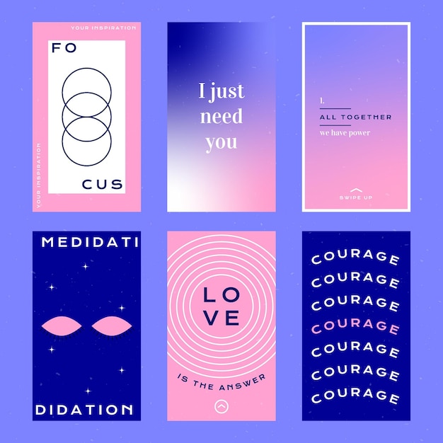 Flat inspirational quotes instagram story collection