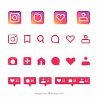 Free vector flat instagram icons and notifications set
